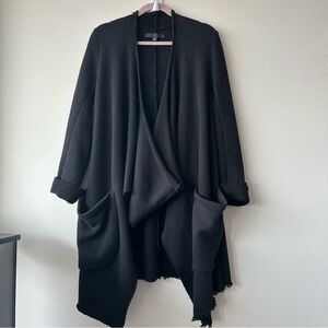 VERONIQUE MILJKOVITCH Avant Garde Cotton Terry cloth Draped Cardigan in black